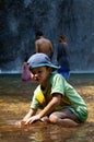 The boys were playing on the rocks and enjoy the Chok Kra-DinÃÂ WaterFalls.